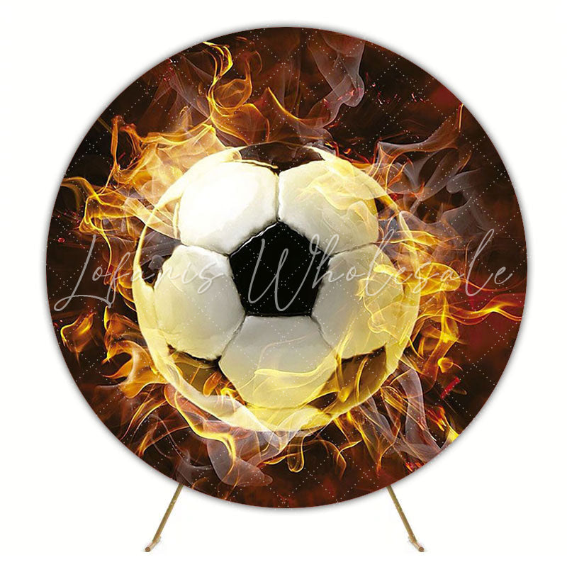 Football Fire Round Backdrop for Sports Celebration