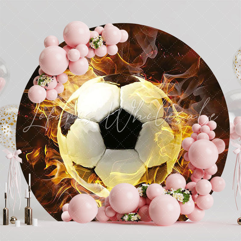 Football Fire Round Backdrop for Sports Celebration