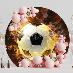 Football Fire Round Backdrop for Sports Celebration