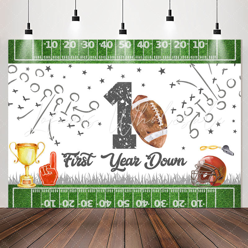 Lofaris Football First Years Down Birthday Backdrop For Boys