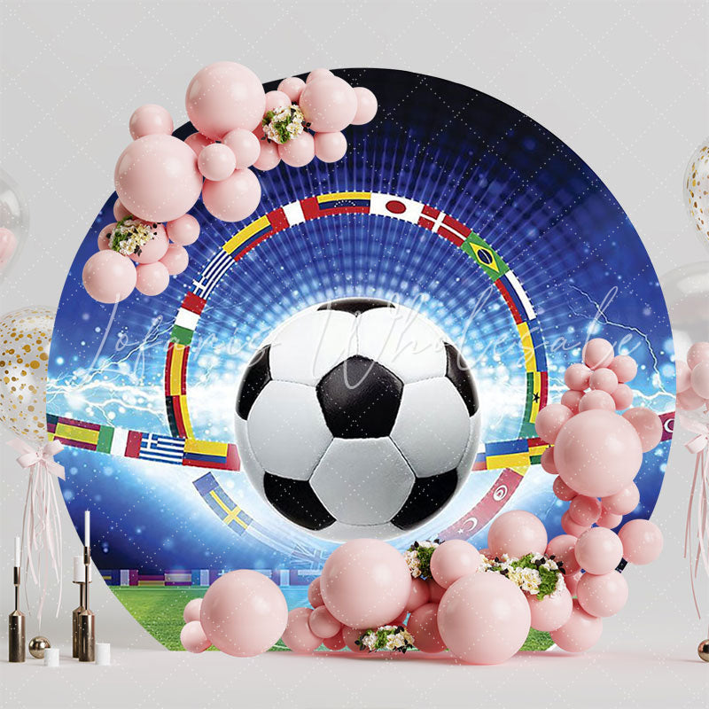 Football National Teams Round Backdrop for Soccer Event