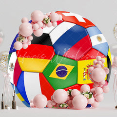 Football Qatar World Cup Round Backdrop for Soccer