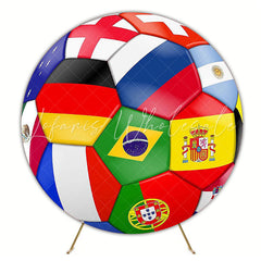 Football Qatar World Cup Round Backdrop for Soccer