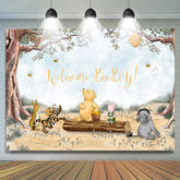 Lofaris Forest Animals Bee Cartoon Baby Shower Backdrop
