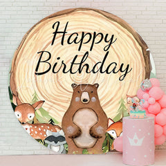 Lofaris Forest Animals Log Safari Circle Birthday Backdrop