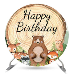 Lofaris Forest Animals Log Safari Circle Birthday Backdrop