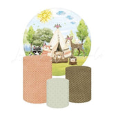 Forest Animals Themed Round Backdrop and Cylinder Kit for Events