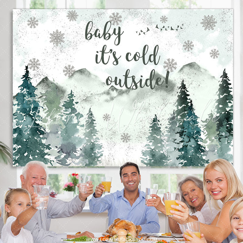 Lofaris Forest Jungle Snowflake Montain Baby Shower Backdrop