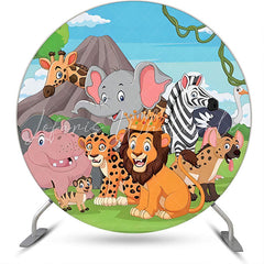 Lofaris Forest Mountain Animlas Round Backdrop For Birthday