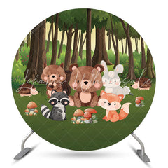 Lofaris Forest Wild Safari 1st Birthday Round Backdrop Cover