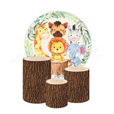 Forest Zoo Themed Round Backdrop and Cylinders Kit for Events
