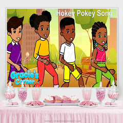 Lofaris Four Young People Dance Hokey Pokey Song Backdrop