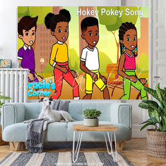 Lofaris Four Young People Dance Hokey Pokey Song Backdrop