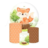 Fox Forest Themed Round Backdrop and Cylinder Cover Kit for Events