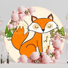 Fox Woodland Animal Round Backdrop For Cute Kids Party Decor
