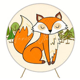 Fox Woodland Animal Round Backdrop For Cute Kids Party Decor