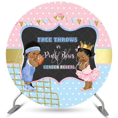 Lofaris Free Throws Or Pink Bows Circle Baby Shower Backdrop