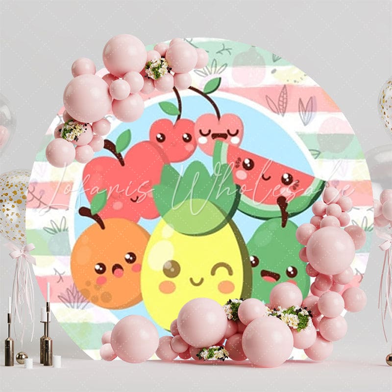 Fresh Fruits Round Backdrop For Vibrant And Cheerful Party Theme