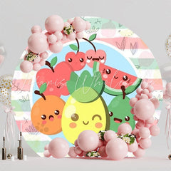 Fresh Fruits Round Backdrop For Vibrant And Cheerful Party Theme