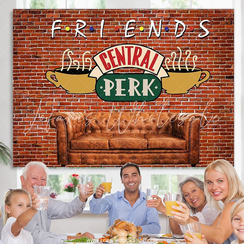 Lofaris Friends Central Perk Pub Red Brick Birthday Backdrop