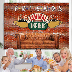 Lofaris Friends Central Perk Pub Red Brick Birthday Backdrop