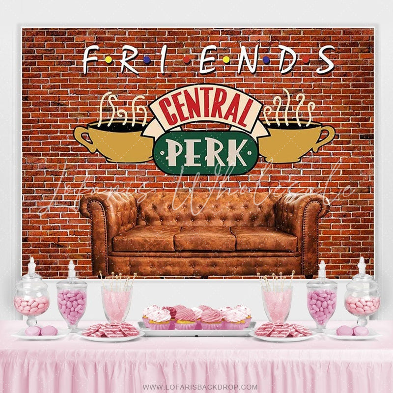 Lofaris Friends Central Perk Pub Red Brick Birthday Backdrop