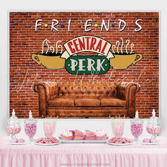 Lofaris Friends Central Perk Pub Red Brick Birthday Backdrop
