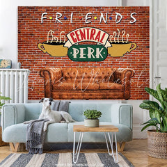 Lofaris Friends Central Perk Pub Red Brick Birthday Backdrop