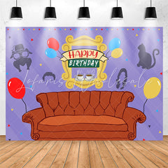 Lofaris Friends Sofa Balloon Purple Happy Birthday Backdrop