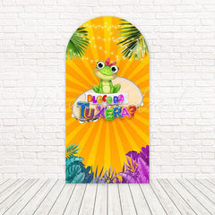 Frog Carnival Tu Xera Vibrant Green Arch Backdrop For Festive Celebration