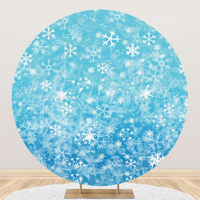 Lofaris Frozen Blue Snowflake Winter Simple Round Backdrop