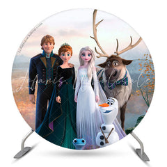 Lofaris Frozen Cartoon Lovely Circle Happy Birthday Backdrop