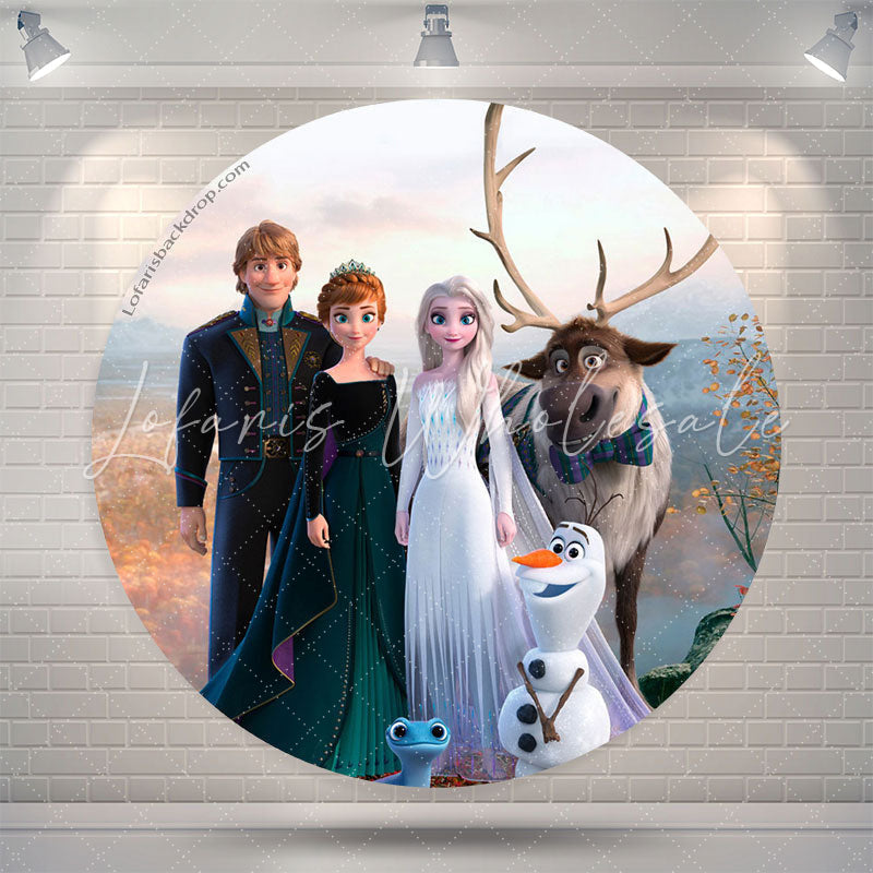 Lofaris Frozen Cartoon Lovely Circle Happy Birthday Backdrop