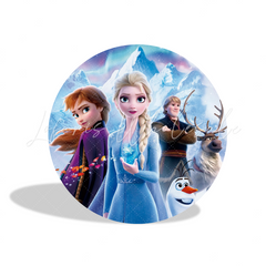 Frozen Lisa Anna Princess Birthday Party Round Backdrop Cover Plinth Cylinder Pedestal Cover