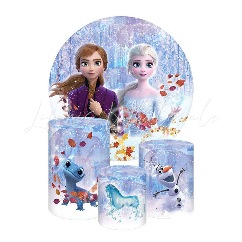 Frozen Themed Round Backdrop and Cylinders Kit for Girls