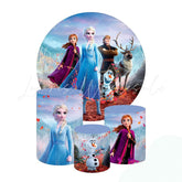 Frozen Themed Round Backdrop and Cylinders Kit for Parties