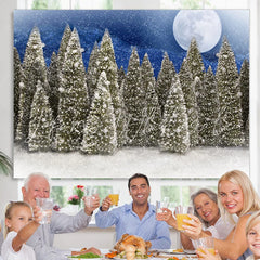 Lofaris Full Moon Snow Blue Night Froest Christmas Photo Backdrop
