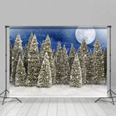 Lofaris Full Moon Snow Blue Night Froest Christmas Photo Backdrop