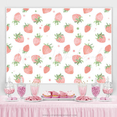 Lofaris Full Of Pink Strawberries Happy Birthday Backdrop