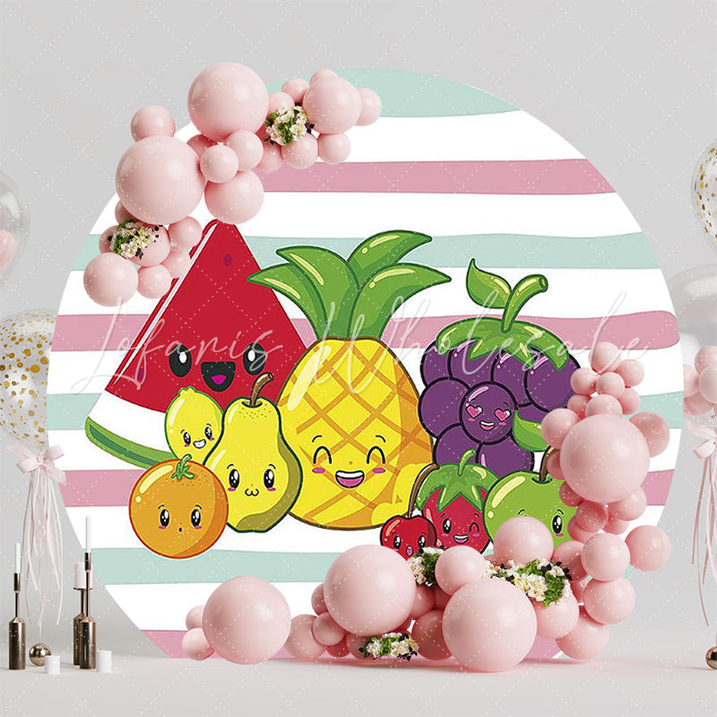 Fun Fruits Round Backdrop for Sweet and Colorful Party