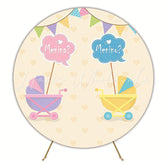 Fun Gender Reveal Round Backdrop for Baby Reveal Party