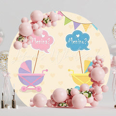 Fun Gender Reveal Round Backdrop for Baby Reveal Party