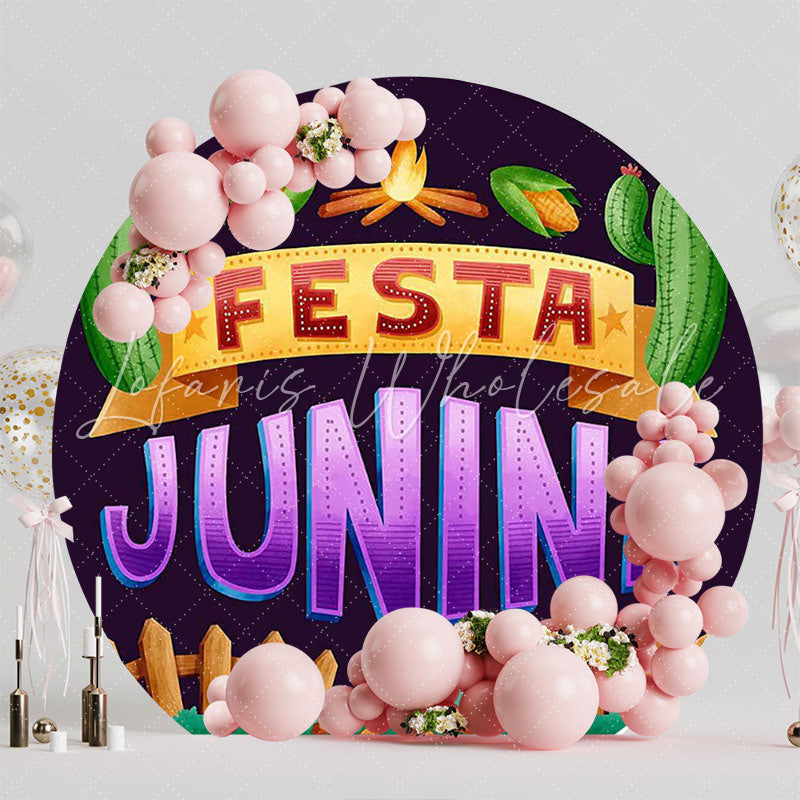 Fun Junina Party Round Backdrop for Traditional Party