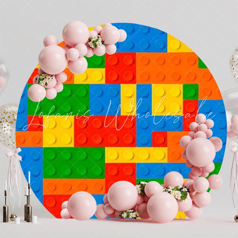 Fun LEGO Round Backdrop For Colorful Kids Birthday Party Celebration
