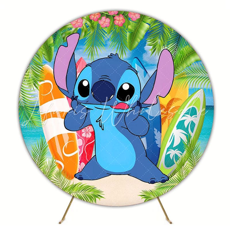 Fun Lilo & Stitch Round Backdrop For Tropical Kids Party Theme