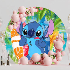Fun Lilo & Stitch Round Backdrop For Tropical Kids Party Theme
