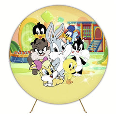 Fun Looney Tunes Round Backdrop For Cartoon Theme Party