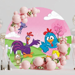 Fun Lottie Dottie Chicken Party Round Backdrop For Kids Gathering