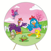 Fun Lottie Dottie Chicken Party Round Backdrop For Kids Gathering