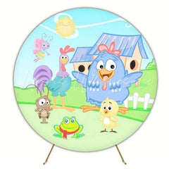 Fun Lottie Dottie Chicken Round Backdrop For Kids Party Theme
